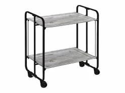 Carrito auxiliar plegable con ruedas - Estructura metálica negra, 2 estantes laminados color Pino envejecido – 72*66*43 cm - BAUHAUS^Don Hierro Outlet