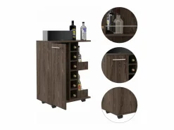 TuHome Carrito de Bar, Bar Cart, con botellero y ruedas Gris Discount