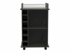 TuHome Carrito de Bar Dukat, con ruedas y puerta de cristal 89CM A X 55CM An X 41.5CM P Carbón Negro Online
