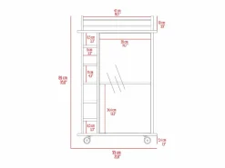 TuHome Carrito de Bar Dukat, con ruedas y puerta de cristal 89CM A X 55CM An X 41.5CM P Carbón Negro Online
