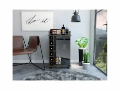 TuHome Carrito de Bar Dukat, con ruedas y puerta de cristal 89CM A X 55CM An X 41.5CM P Carbón Negro Online
