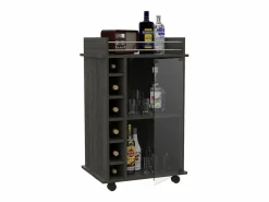 TuHome Carrito de Bar Dukat, con ruedas y puerta de cristal 89CM A X 55CM An X 41.5CM P Carbón Negro Online
