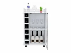 Carrito de Bar Dukat en melamina con 6 botelleros , 3 estantes y 4 ruedas , , 89 cm X 55 cm X 41.5 cm^TuHome New