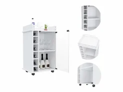 Carrito de Bar Dukat en melamina con 6 botelleros , 3 estantes y 4 ruedas , , 89 cm X 55 cm X 41.5 cm^TuHome New
