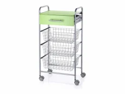 Don Hierro Mueble Camarera|Carrito de cocina ALESIA Pistacho, 3 cestas, cajón y encimera color pistacho