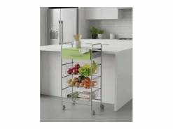 Don Hierro Mueble Camarera|Carrito de cocina ALESIA Pistacho, 3 cestas, cajón y encimera color pistacho