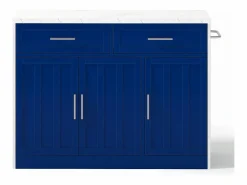 Carrito de cocina - Isla de cocina con 2 cajones y 3 puertas - toallero y cable de alimentación de 1,5 m Azul Best