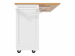 OKWISH Carrito de cocina con encimera de madera, toallero y estantes ajustables Blanco Online