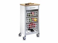 Don Hierro Carrito de cocina, carrito verdulero - color Blanco, Inox, Olmo - 93*48*34 cm - KARA Marru00f3n Clearance