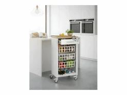 Don Hierro Carrito de cocina, carrito verdulero - color Blanco, Inox, Olmo - 93*48*34 cm - KARA Marru00f3n Clearance