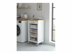 Don Hierro Carrito de cocina, carrito verdulero - color Blanco, Inox, Olmo - 93*48*34 cm - KARA Marru00f3n Clearance