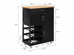 Sobuy Mueble Camarera|Carrito de Cocina Carrito de Servir con 3 Puertas y 1 cajón L67cmxH87cmxD38cm FKW45-SCH ES
