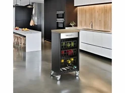 Carrito de cocina, carrito verdulero - color Negro, Inox, Olmo - 93*48*34 cm - KARA^Don Hierro Sale