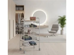 Don Hierro Mueble Camarera|Carrito de cocina, carrito verdulero - 4 cestas de gran capacidad - Gris aluminio, Haya - 86*44*30 cm - BEECH