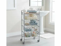 Don Hierro Mueble Camarera|Carrito de cocina, carrito verdulero - 4 cestas de gran capacidad - Gris aluminio, Haya - 86*44*30 cm - BEECH