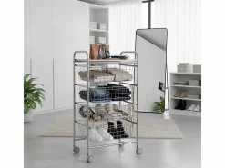 Don Hierro Mueble Camarera|Carrito de cocina, carrito verdulero - 4 cestas de gran capacidad - Gris aluminio, Haya - 86*44*30 cm - BEECH
