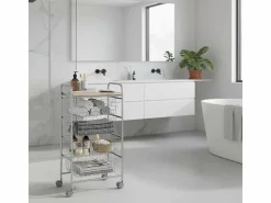 Don Hierro Mueble Camarera|Carrito de cocina, carrito verdulero - 4 cestas de gran capacidad - Gris aluminio, Haya - 86*44*30 cm - BEECH