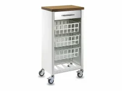 Don Hierro Mueble Camarera|Carrito de cocina, carrito verdulero - color Blanco, Inox, Cerezo - 93*48*34 cm - KARA