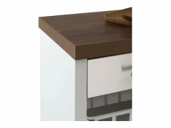 Don Hierro Mueble Camarera|Carrito de cocina, carrito verdulero - color Blanco, Inox, Cerezo - 93*48*34 cm - KARA