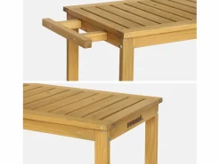 Sweeek Carrito de cocina exterior de madera con ruedas madera Marru00f3n New
