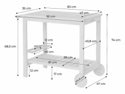 Sweeek Carrito de cocina exterior de madera con ruedas madera Marru00f3n New