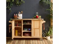 Carrito de cocina exterior de madera de abeto 130cm con asas, 7^Sweeek New