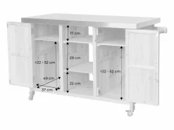 Carrito de cocina exterior de madera de abeto 130cm con asas, 7^Sweeek New