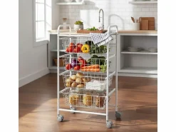 Carrito de Cocina FIESTA con 4 Cestas Extraíbles – Mueble Auxiliar Versátil, y Haya^Don Hierro Discount