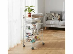 Carrito de Cocina FIESTA con 4 Cestas Extraíbles – Mueble Auxiliar Versátil, y Haya^Don Hierro Discount