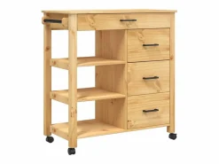 vidaxl Carrito de cocina MONZA madera maciza de pino 84x40x88,5 cm Color natural claro Best
