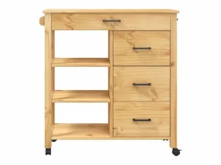 vidaxl Carrito de cocina MONZA madera maciza de pino 84x40x88,5 cm Color natural claro Best