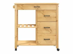 vidaxl Mueble Camarera|Carrito de cocina MONZA madera maciza de pino 84x40x88,5 cm