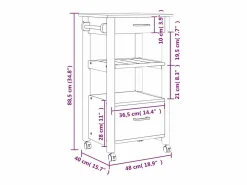vidaxl Carrito de cocina MONZA madera maciza de pino 48x40x88,5 cm Color natural claro Outlet