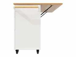 Carrito de cocina móvil con tapa extensible chapada en imitación madera, 3 cajones y 3 puertas incluidas, - 133x70x88cm^Hauss Spole