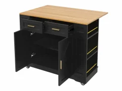 Carrito de cocina móvil con 2 puertas y 2 cajones, isla con veta de madera, - para cocinas y salones^OKWISH Best