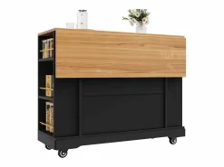 Carrito de cocina móvil con 2 puertas y 2 cajones, isla con veta de madera, - para cocinas y salones^OKWISH Best