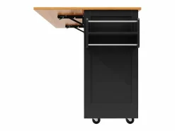 OKWISH Carrito de cocina con encimera de madera, toallero y estantes ajustables Negro Outlet