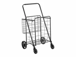 Carrito de Lavandería con Ruedas SucceBuy, Capacidad de 50 Kg, 4 Ruedas, Carrito de Supermercado de Más de 85 L con 2 Cestas^ Online