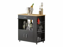 Carrito de Servicio Camarera Multiusos Mueble con Estante Lateral Puertas Cajones Porta Paños de Cocina 82 x 46 x 88 cm FKW113-SCH ES^Sobuy Outlet