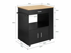 Carrito de Servicio Camarera Multiusos Mueble con Estante Lateral Puertas Cajones Porta Paños de Cocina 82 x 46 x 88 cm FKW113-SCH ES^Sobuy Outlet