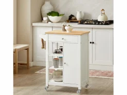 Sobuy Carrito de Servir, estantería de Cocina, Carrito de Cocina móvil,FKW46-WN ES Color natural oscuro Clearance