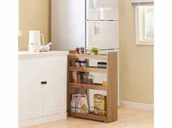 Sobuy Carrito Multiuso con 4 Ruedas y 4 Bandejas Carrito Estrecho para Cocina y Baño Marrón 60 x 18,5 x 81 cm NSR01-PF ES Marru00f3n New