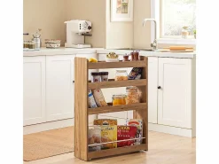 Sobuy Carrito Multiuso con 4 Ruedas y 4 Bandejas Carrito Estrecho para Cocina y Baño Marrón 60 x 18,5 x 81 cm NSR01-PF ES Marru00f3n New