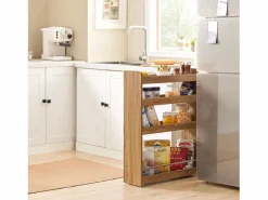 Sobuy Carrito Multiuso con 4 Ruedas y 4 Bandejas Carrito Estrecho para Cocina y Baño Marrón 60 x 18,5 x 81 cm NSR01-PF ES Marru00f3n New
