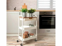 Carrito multiusos Garbo Quid 3 niveles con ruedas /natural 75x46,5x30,5 cm^ Clearance