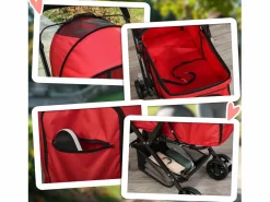 Carrito para perros y gatos, plegable, con funda de poliéster, color , 4 ruedas giratorias (76,5 x 52 x 95 cm) Rojo Online