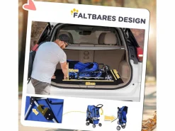 Carrito plegable para perros y gatos, diseño práctico, tela oxford, , con freno y mosquitera (75x45x97cm) Azul Sale