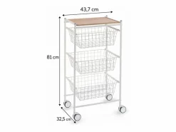 Don Hierro Mueble Camarera|Carrito verdulero con 3 cestas extraíbles grandes- -Haya - 81*43,7*32,5 cm - AXO
