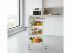 Don Hierro Mueble Camarera|Carrito verdulero con 3 cestas extraíbles grandes- -Haya - 81*43,7*32,5 cm - AXO