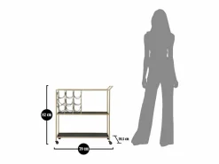 Carrito VKH5, Negro, 79x39,5x82 cm, Kendra Home Dorado New
